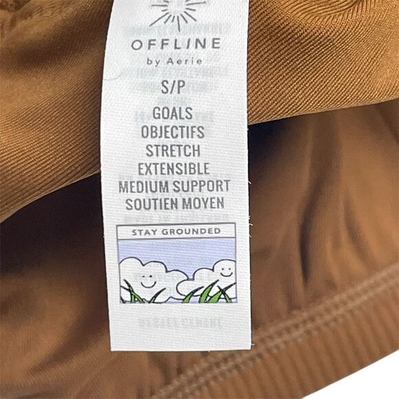 Aerie Offline Brown Ribbed and Mesh Plunge Sports Bra - Picture 6 of 6